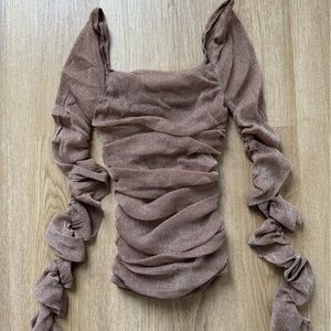 SHEIN Brown Textured Top